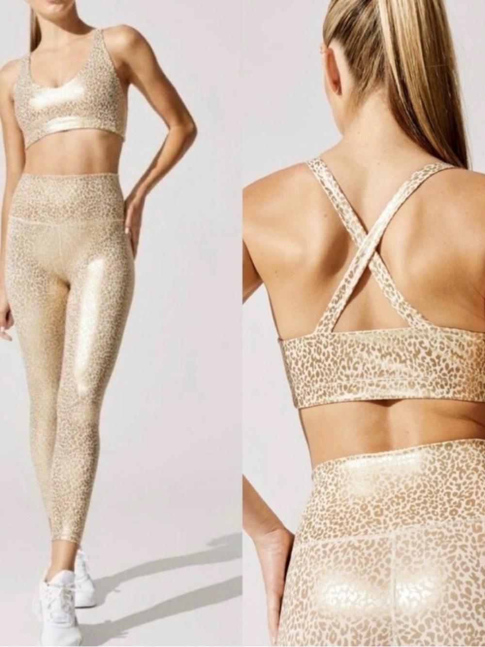 CARBON38 Gold Foil Leopard Print Leggings